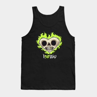 Skull Heart in Flames I Love You Valentines Day Gift Tank Top